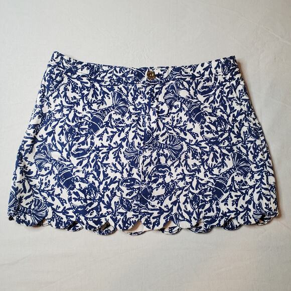 Lilly Pulitzer Womens Size 12 Colette Scallop Hem Skort Blue Nautical 001746 - Picture 3 of 7